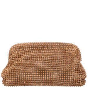 Nina Shoes Kara Dark Gold Glass Crystal Frame Clutch