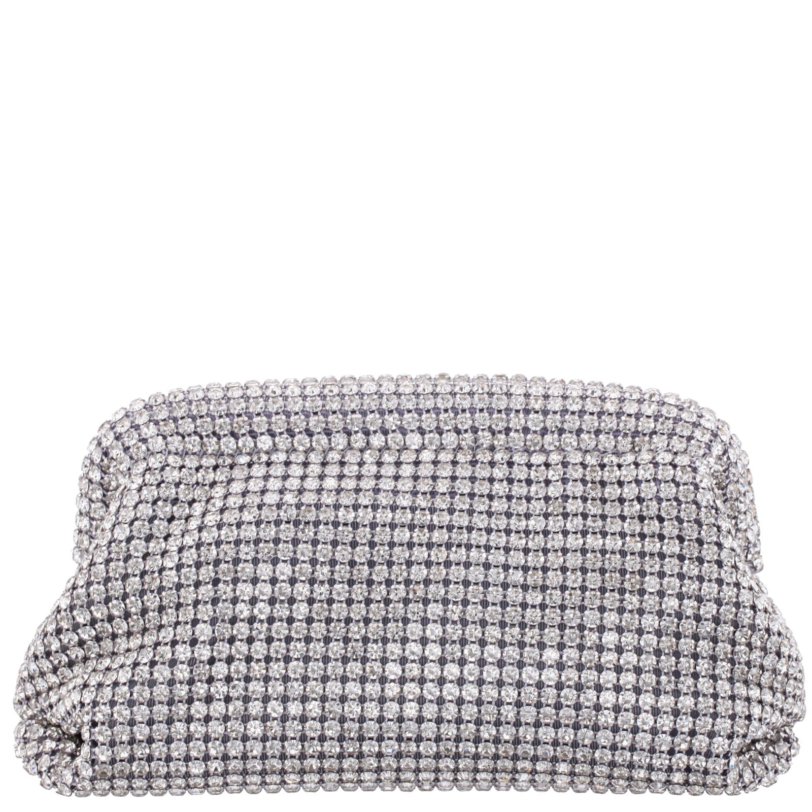 Nina Shoes Kara Silver Glass Crystal Frame Clutch