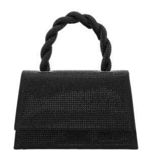 Nina Shoes Kasper Black Twisted Handle Crystal Satchel