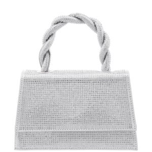 Nina Shoes Kasper Silver Twisted Handle Crystal Satchel