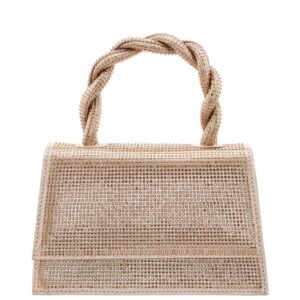 Nina Shoes Kasper Gold Twisted Handle Crystal Satchel