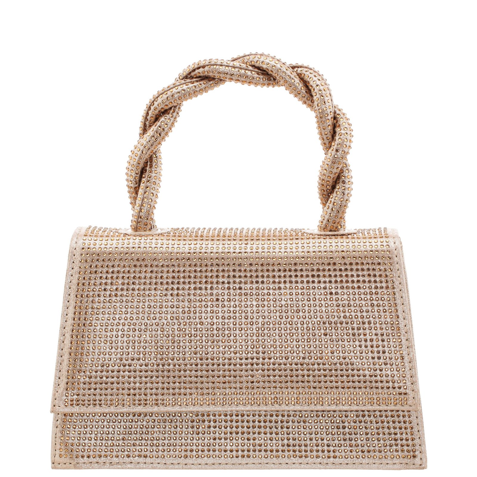 Nina Shoes Kasper Gold Twisted Handle Crystal Satchel