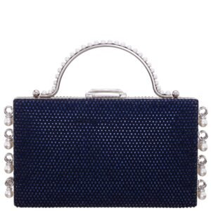 Nina Shoes Kelly Women's Navy Earl Dangle Crystal Embellished Minaudiere