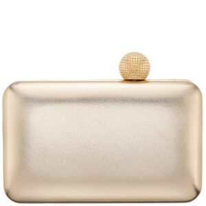 Nina Shoes Kimberly Platino Metallic Minaudiere With Crystal Clasp