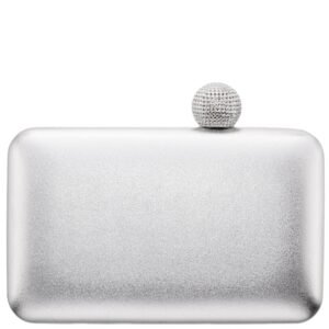 Nina Shoes Kimberly Silver Metallic Minaudiere With Crystal Clasp