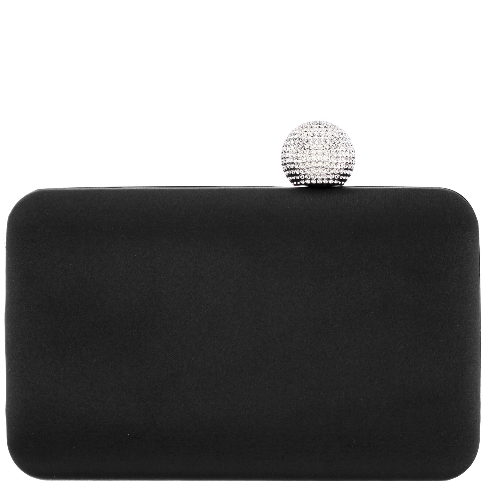 Nina Shoes Kimberly Black Satin Minaudiere With Crystal Clasp