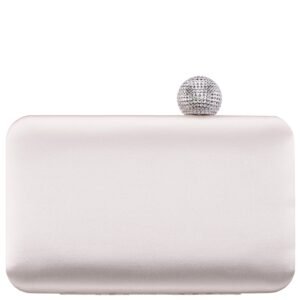 Nina Shoes Kimberly Ivory Satin Minaudiere W/Crystal Clasp