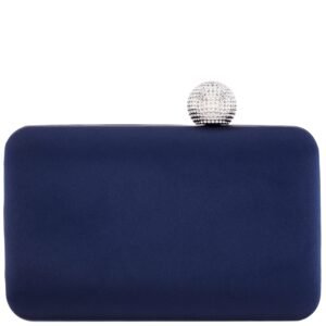 Nina Shoes Kimberly New Navy Satin Minaudiere With Crystal Clasp