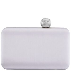 Nina Shoes Kimberly Silver Satin Minaudiere With Crystal Clasp