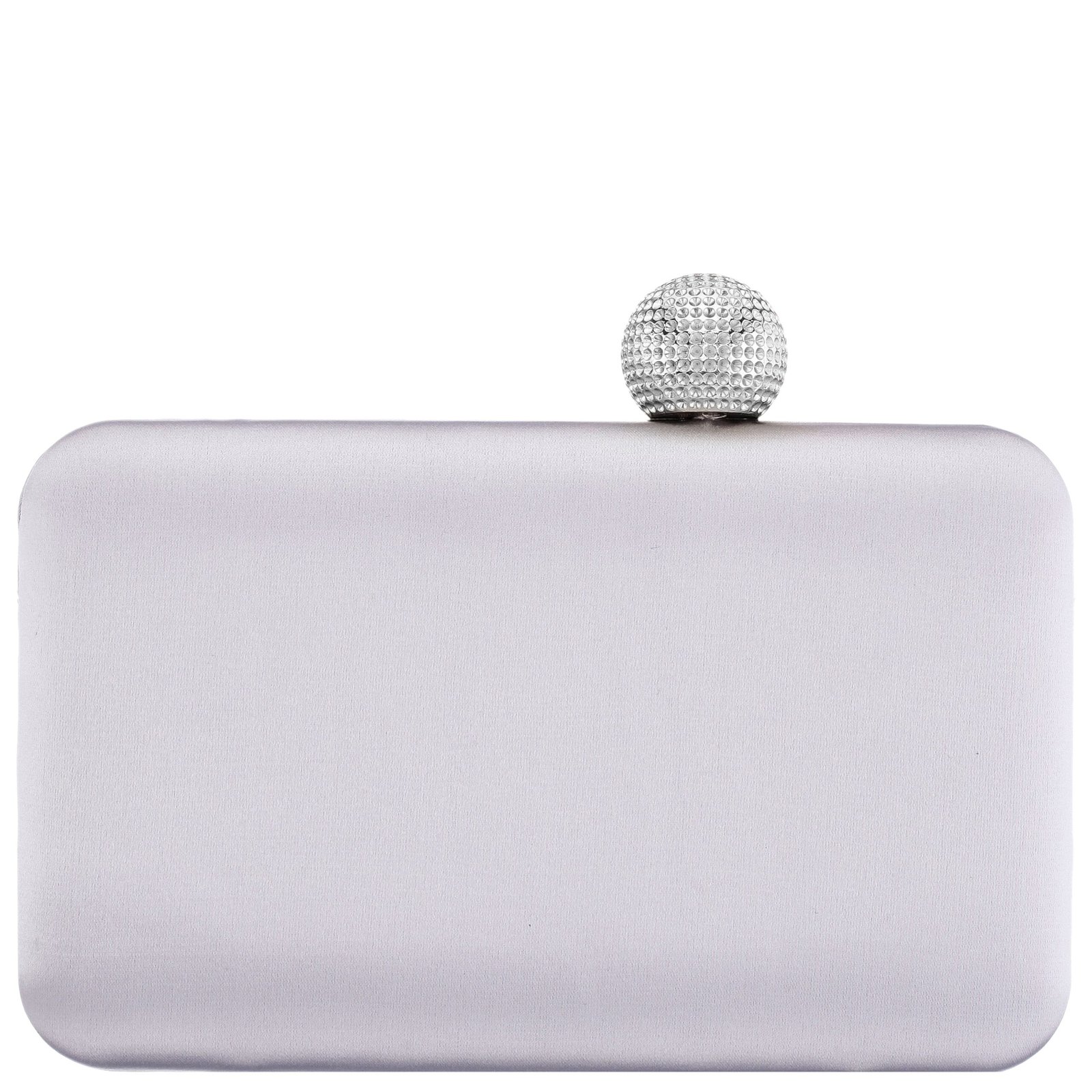 Nina Shoes Kimberly Silver Satin Minaudiere With Crystal Clasp