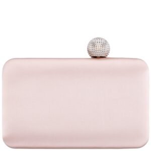 Nina Shoes Kimberly Pearl Rose Satin Minaudiere With Crystal Clasp