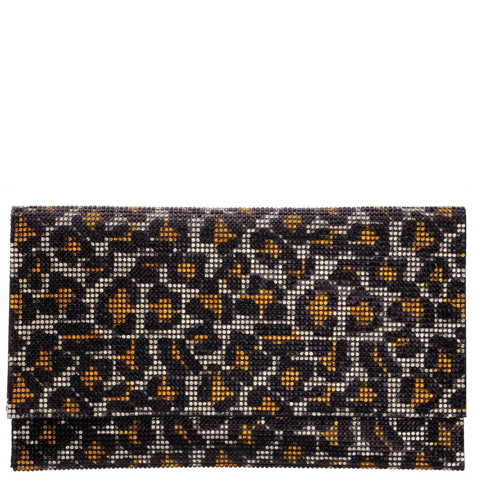 Nina Shoes Kimora Gold Leopard Crystal Beaded Envelope Clutch