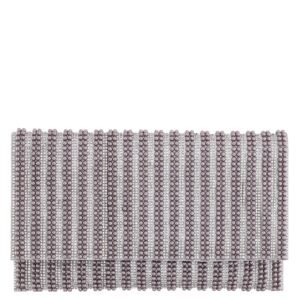 Nina Shoes Kimora Soft Grey Allover Pearl/Crystal Envelope Clutch