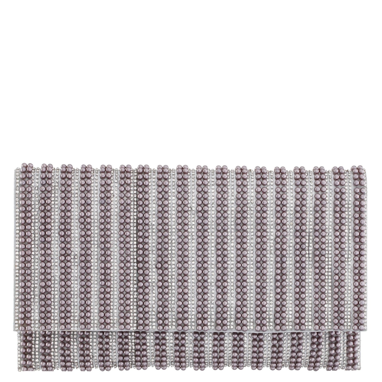 Nina Shoes Kimora Soft Grey Allover Pearl/Crystal Envelope Clutch
