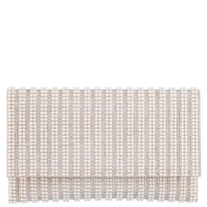 Nina Shoes Kimora White Allover Pearl/Crystal Envelope Clutch