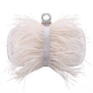 Nina Shoes Lara Ivory Feather Embellished Minaudiere