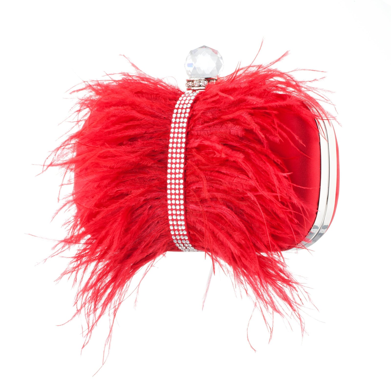 Nina Shoes Lara Red Rouge Feather Embellished Minaudiere
