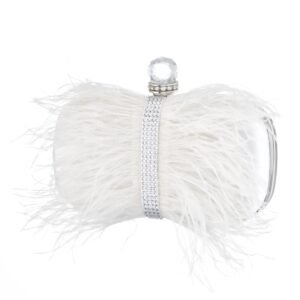 Nina Shoes Lara White Feather Embellished Minaudiere