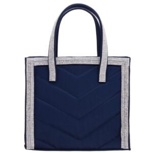 Nina Shoes Lazzo Navy Satin Crystal Trimmed Satchel