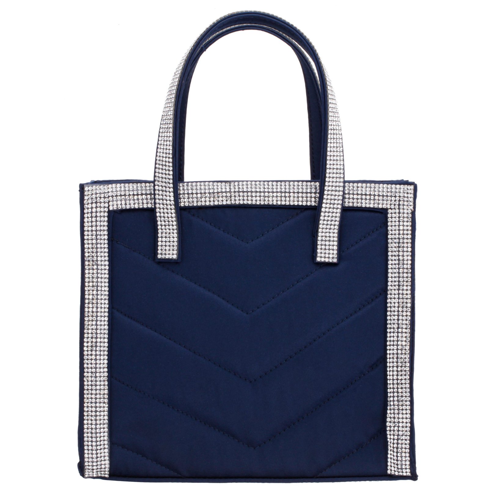 Nina Shoes Lazzo Navy Satin Crystal Trimmed Satchel