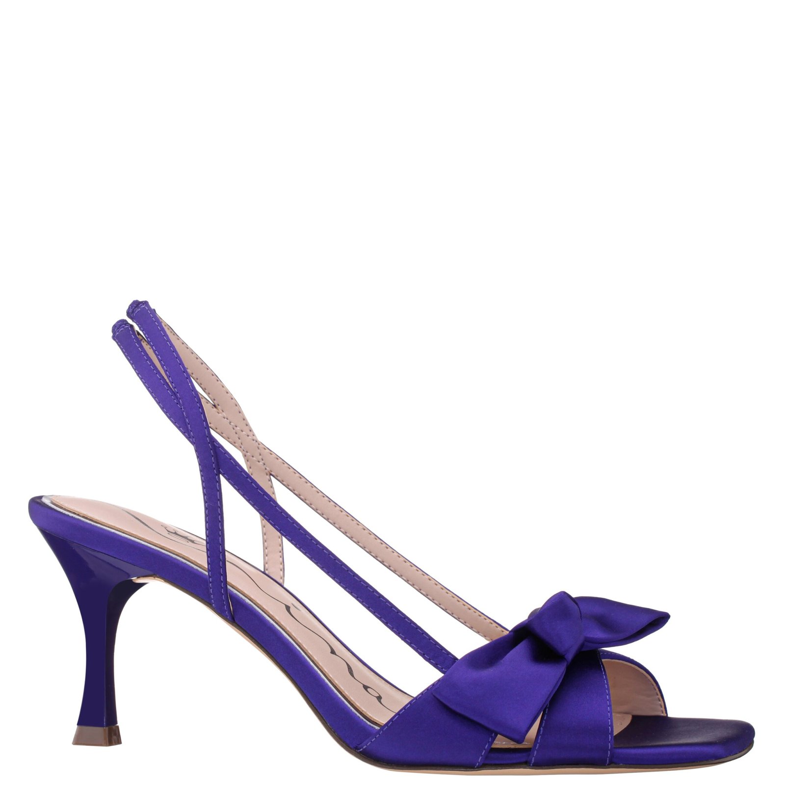 Nina Shoes Lizette Midnight Plum Satin Bow Mid-Heel Sandal