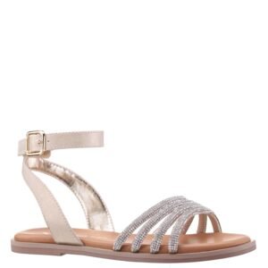 Nina Shoes Girls Lois Light Gold Shimmer Flat Sandal