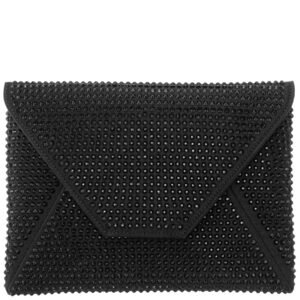 Nina Shoes Lorna Women's Black Rystal Encrusted Square Envelope Clutch