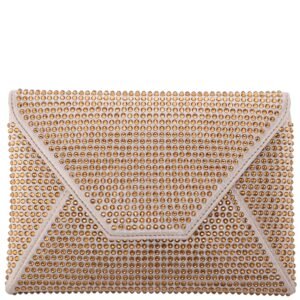 Nina Shoes Lorna Women's Gold Rystal Encrusted Square Envelope Clutch