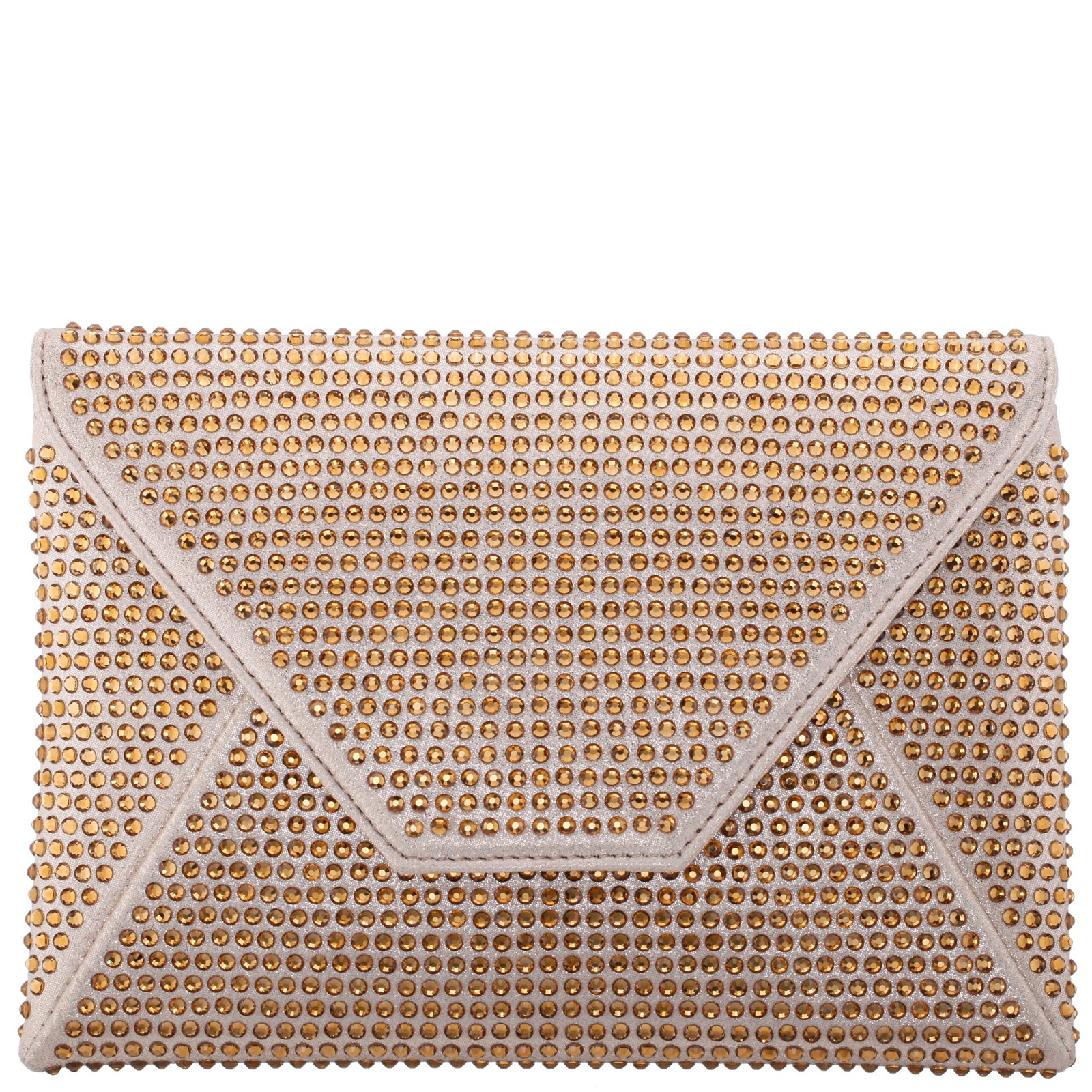 Nina Shoes Lorna Women's Gold Rystal Encrusted Square Envelope Clutch