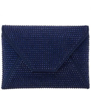 Nina Shoes Lorna Women's Navy Rystal Encrusted Square Envelope Clutch