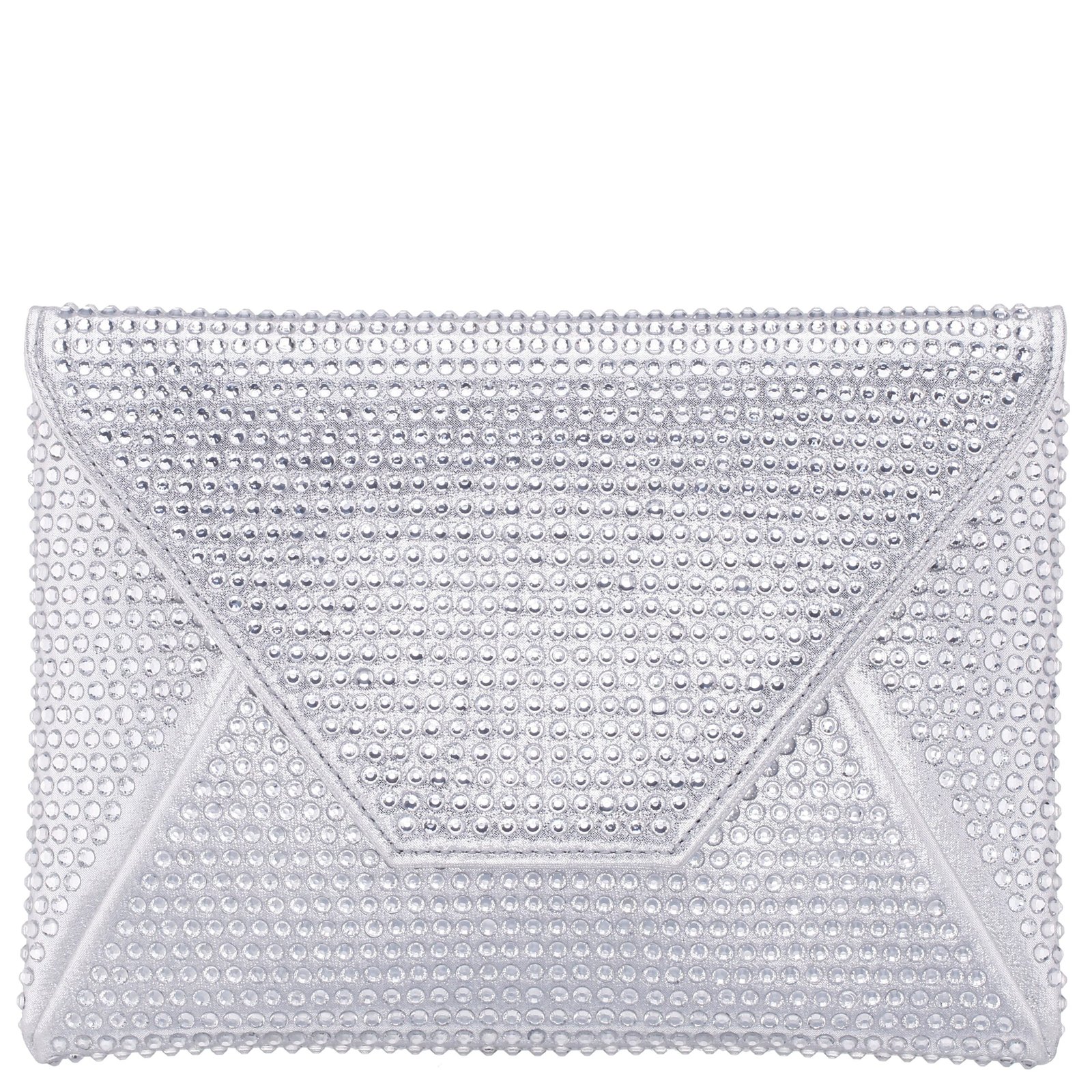 Nina Shoes Lorna Women's Silver Rystal Encrusted Square Envelope Clutch