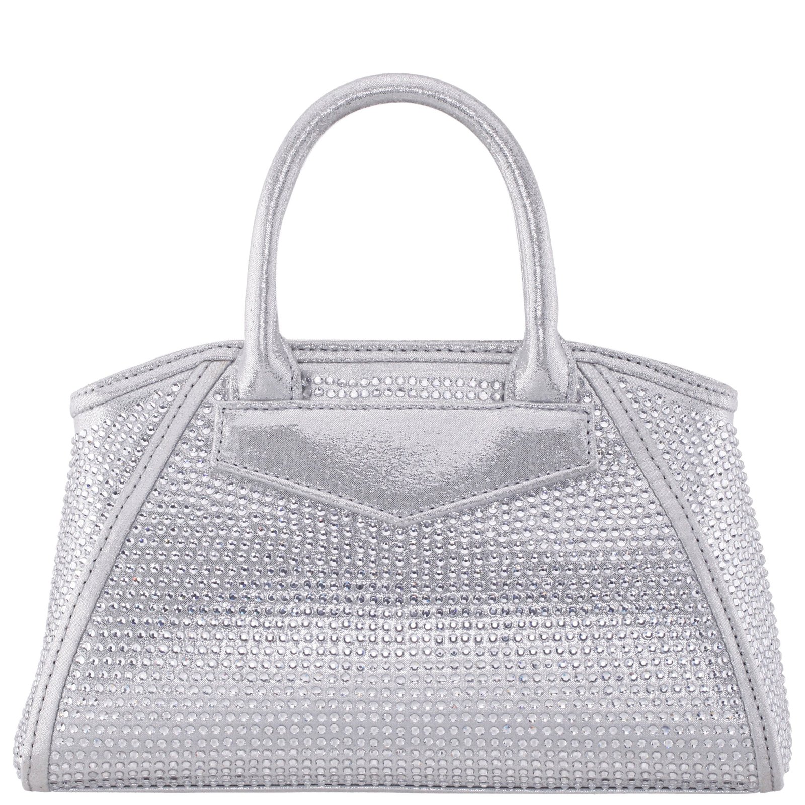 Nina Shoes Lyna-L Silver Glass Crystal/Reflective Suedette Satchel