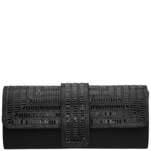 Nina Shoes Madeline Black Beaded Crystal Flap Clutch