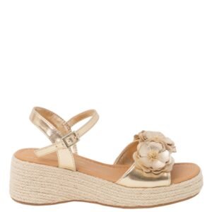 Nina Shoes Girls Mercy Light Gold Metallic Casual Wedge Sandals