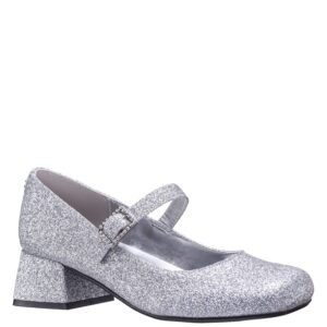 Nina Shoes Girls Mila Silver Glitter Heel Mary Jane Pumps