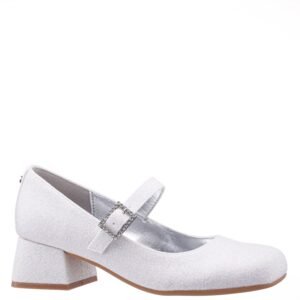 Nina Shoes Girls Mila White Glitter Heel Mary Jane Pumps