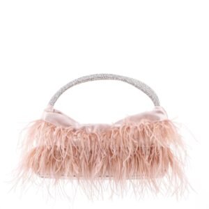 Nina Shoes Minnie Pearl Rose Crystal Handle Feather Pouch