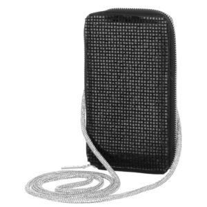 Nina Shoes Minty Black Crystal Encrusted Crossbody Cellphone Bag