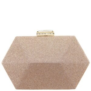 Nina Shoes Molly Nude Geometric Metallic Glitter Minaudiere