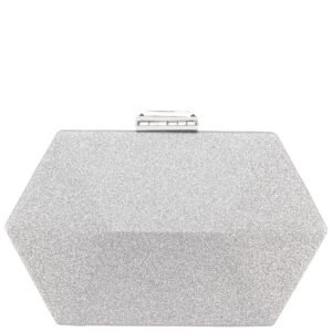 Nina Shoes Molly Silver Geometric Metallic Glitter Minaudiere