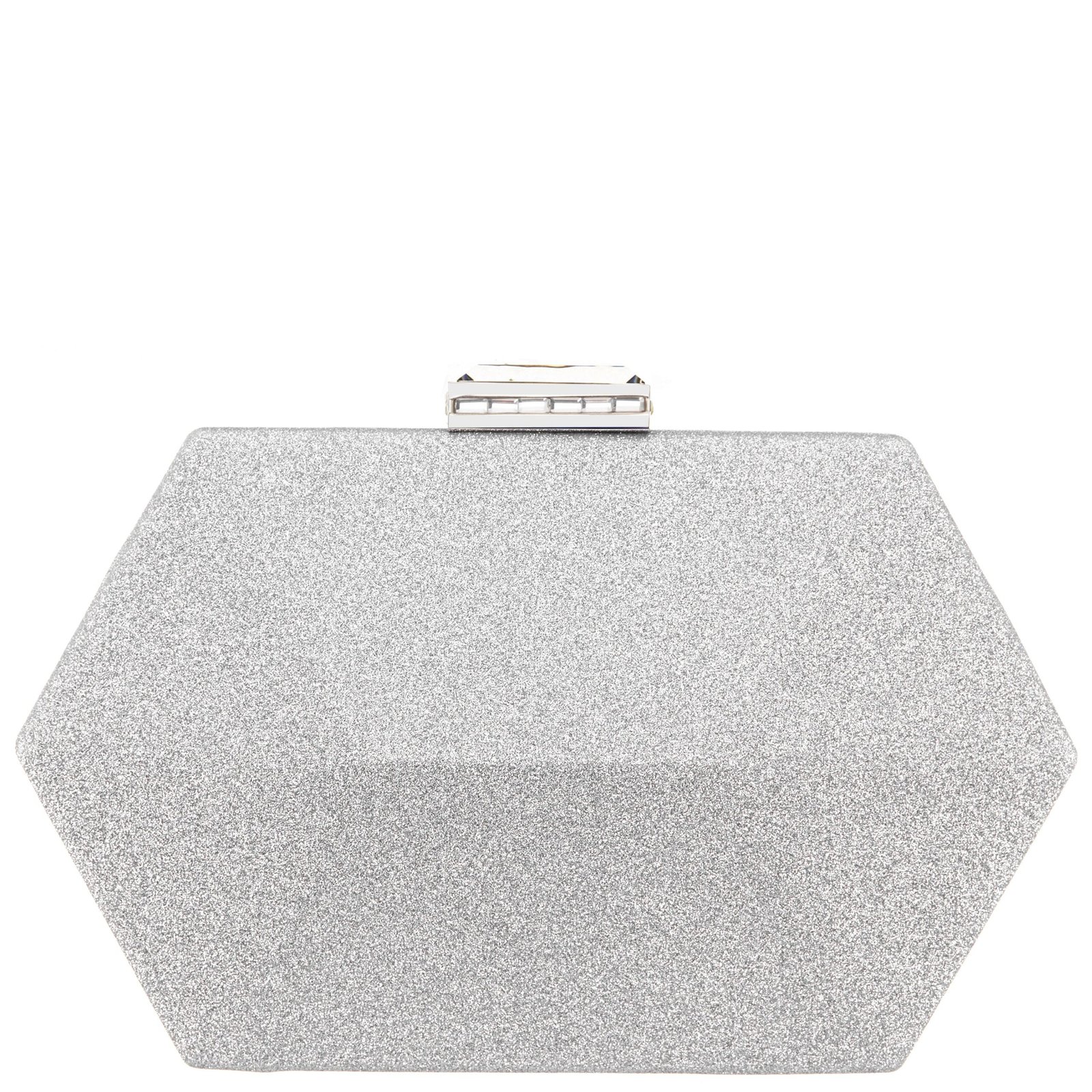 Nina Shoes Molly Silver Geometric Metallic Glitter Minaudiere