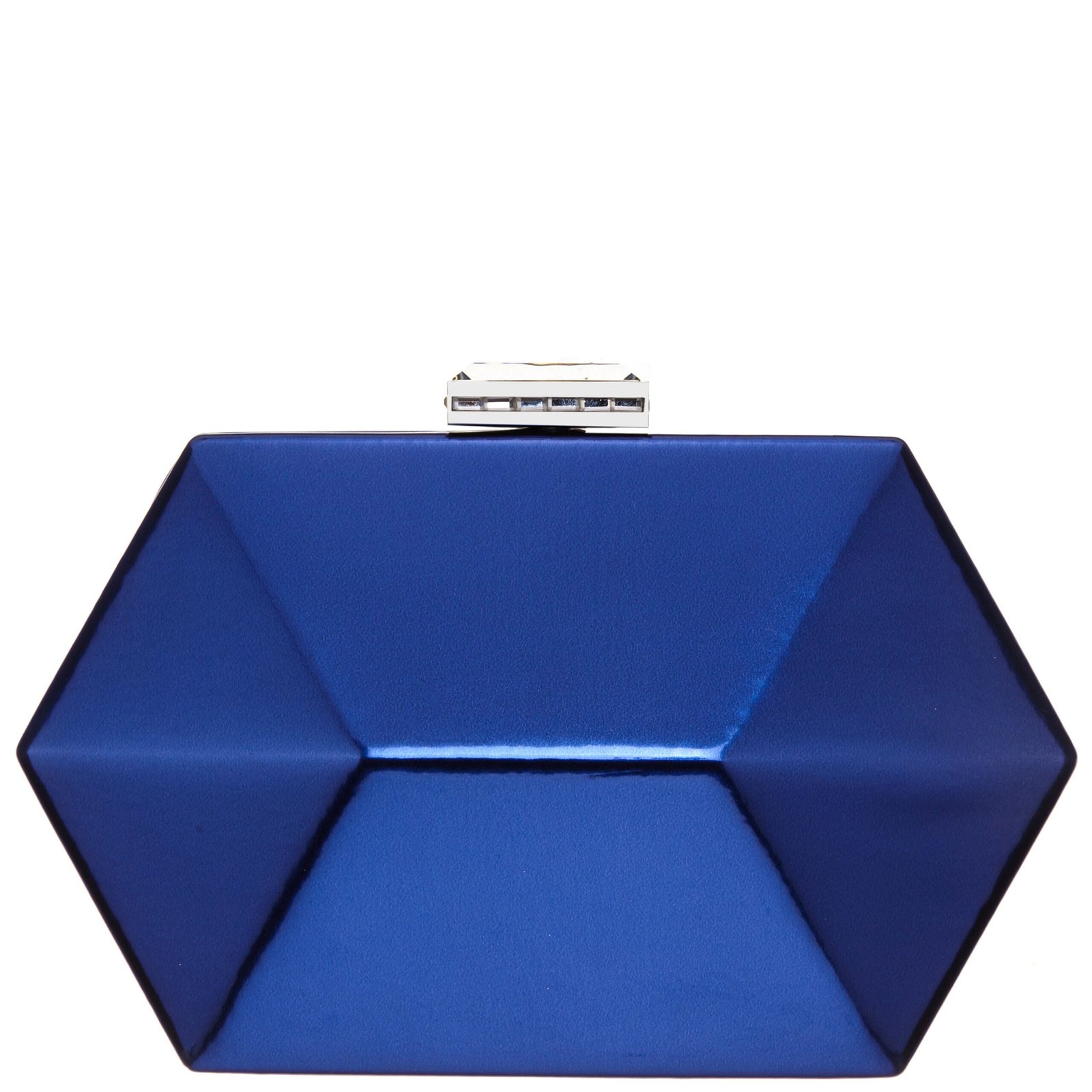 Nina Shoes Molly Navy Geometric Mirror Metallic Patent Minaudiere