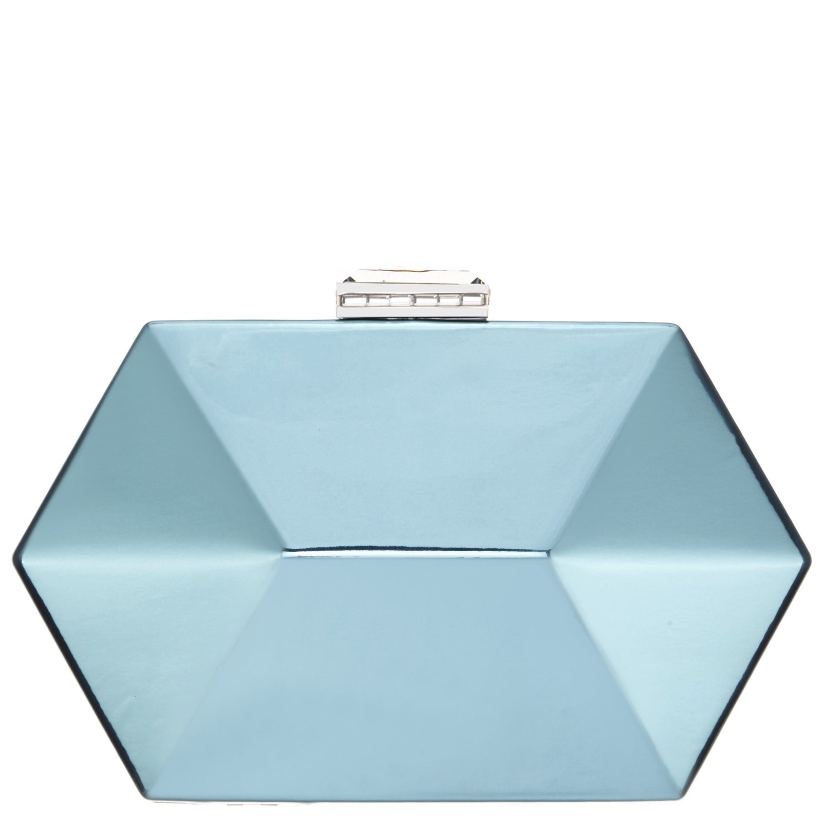 Nina Shoes Molly Sea Green Geometric Mirror Metallic Patent Minaudiere