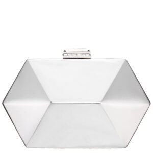 Nina Shoes Molly Silver Geometric Mirror Metallic Patent Minaudiere