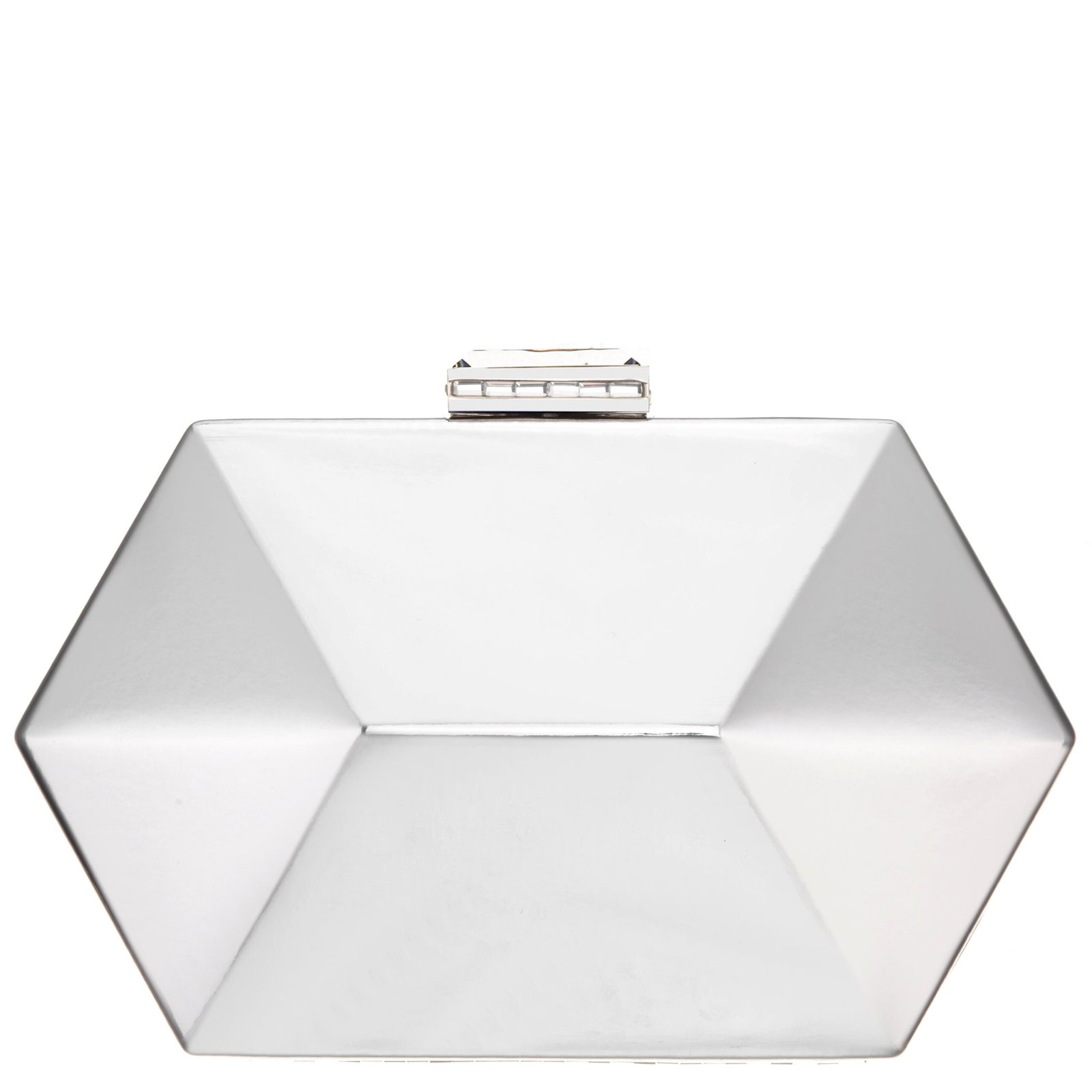 Nina Shoes Molly Silver Geometric Mirror Metallic Patent Minaudiere