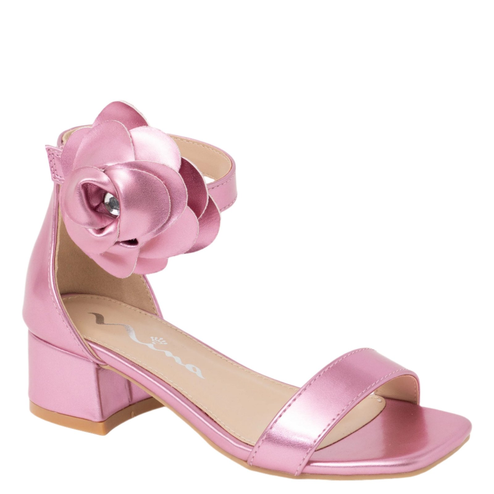 Nina Shoes Girls Mona Pink Metallic Heel Sandal