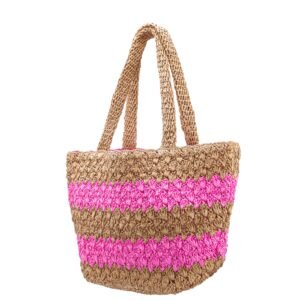 Nina Shoes N-Adah Natural/Pink Paper Raffia Tote Bag