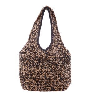 Nina Shoes N-Payton Black/Natural Paper Raffia Tote Bag