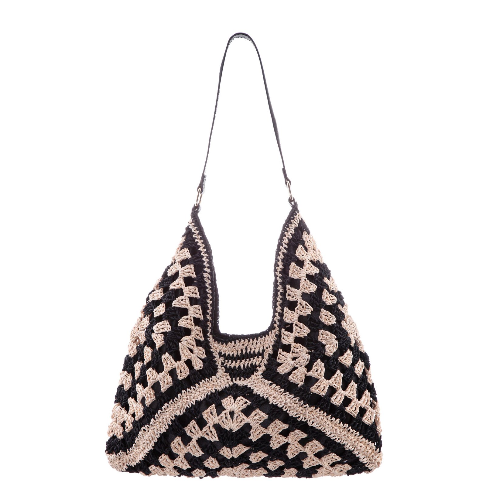 Nina Shoes N-Zeneya Black/Natural Paper Raffia Hobo Bag