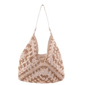 Nina Shoes N-Zeneya Tan/Natural Paper Raffia Hobo Bag